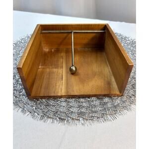 Threshold Acacia Wood Napkin Holder With Gold Drop Weight Classic Stylish Decor